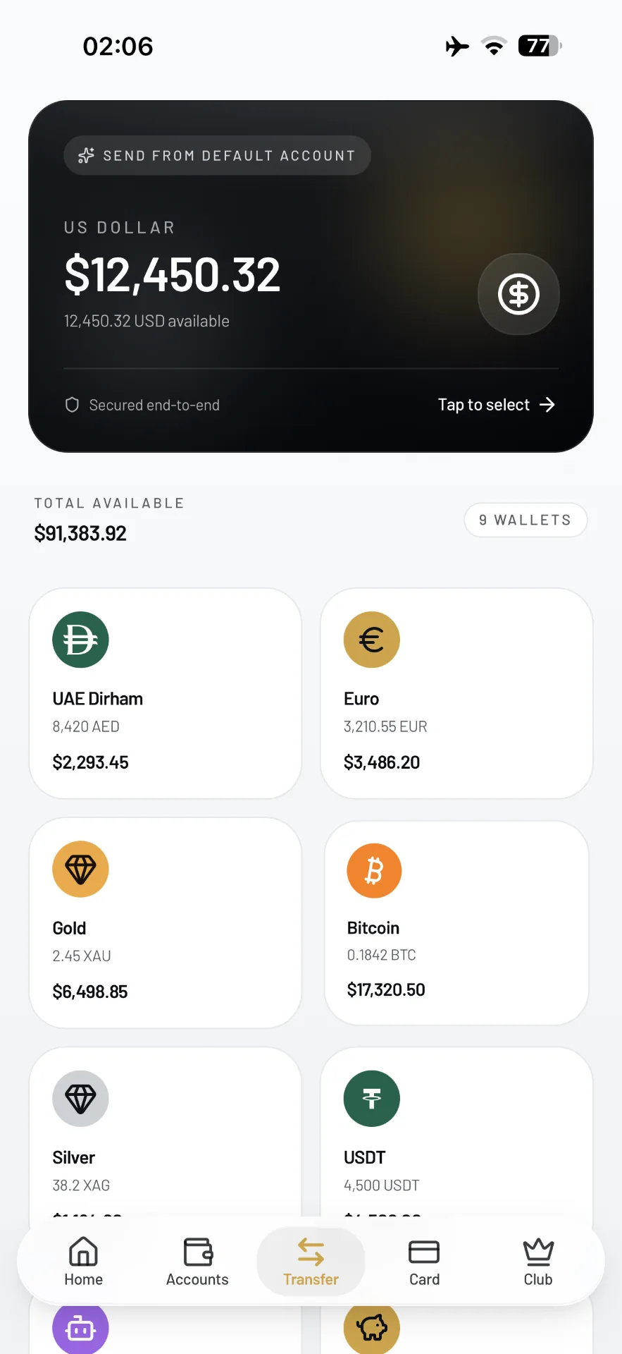 AVIN multi-currency wallets